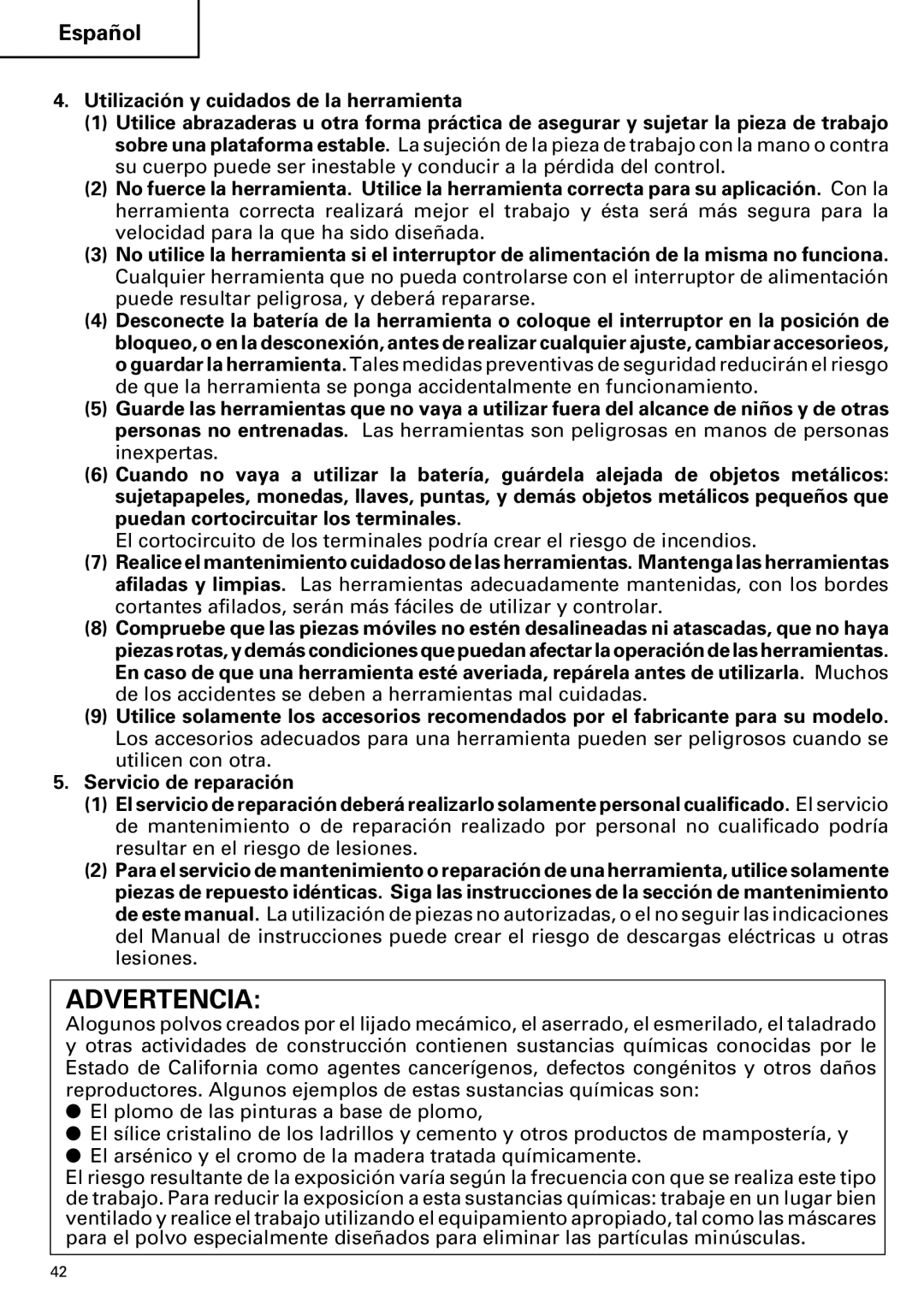 Hitachi FDS 9DVA instruction manual Advertencia 