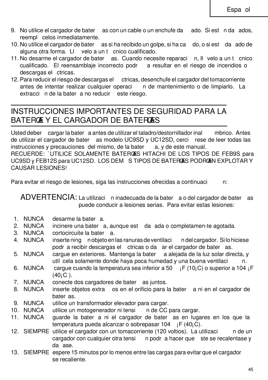 Hitachi FDS 9DVA instruction manual Español 