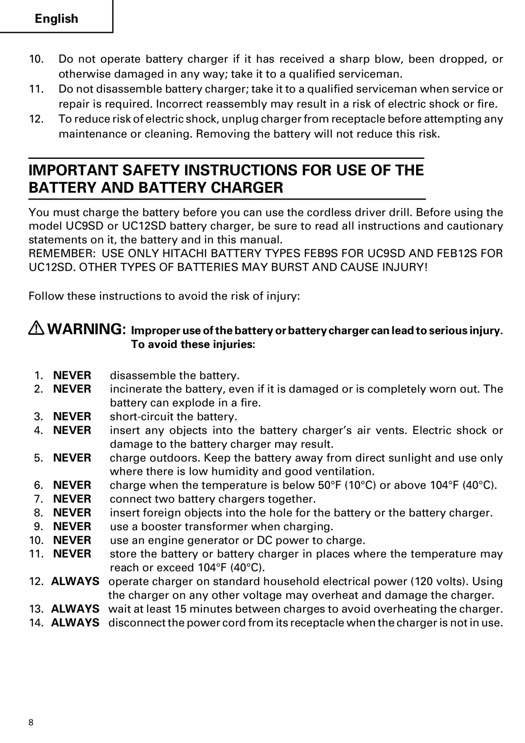 Hitachi FDS 9DVA instruction manual English 