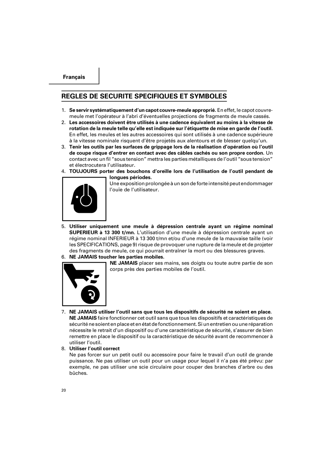 Hitachi G 12SA2 instruction manual Regles DE Securite Specifiques ET Symboles 