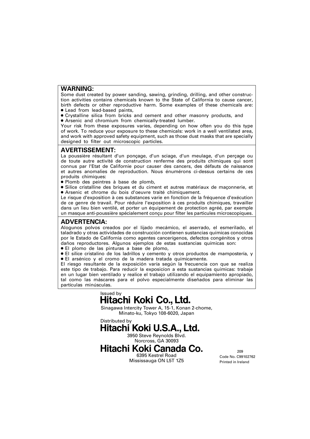 Hitachi G 12SA2 instruction manual Hitachi Koki Canada Co 