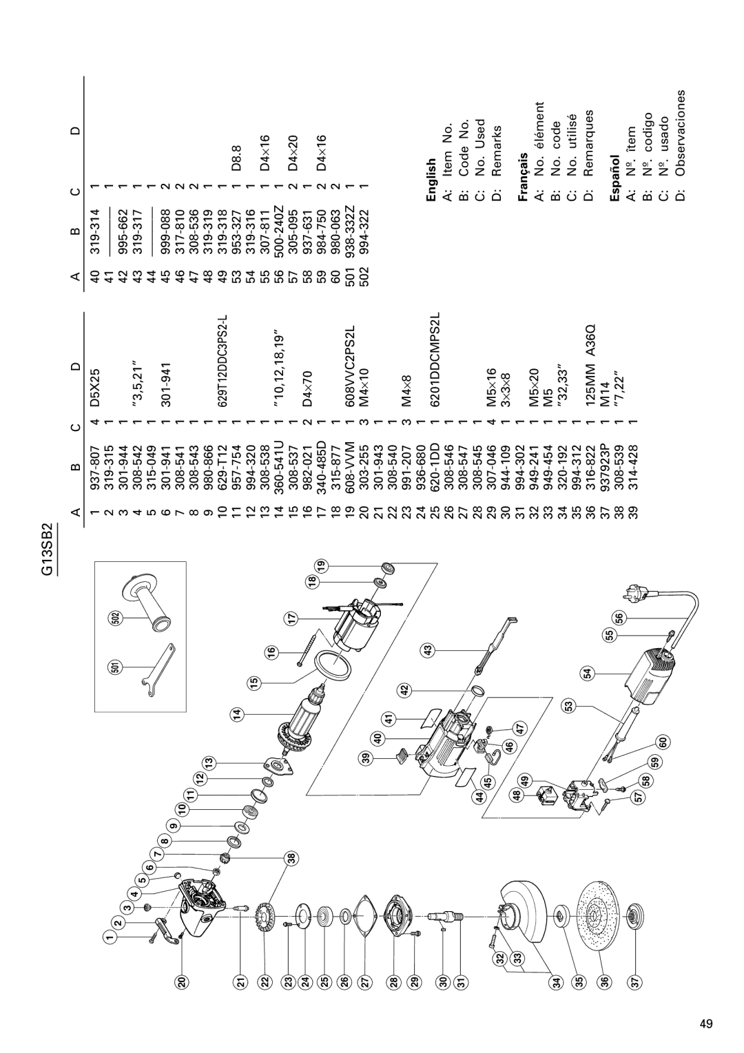 Hitachi G 12SA2, G 13SB2 instruction manual D8.8 D4⋅16 D4⋅20 