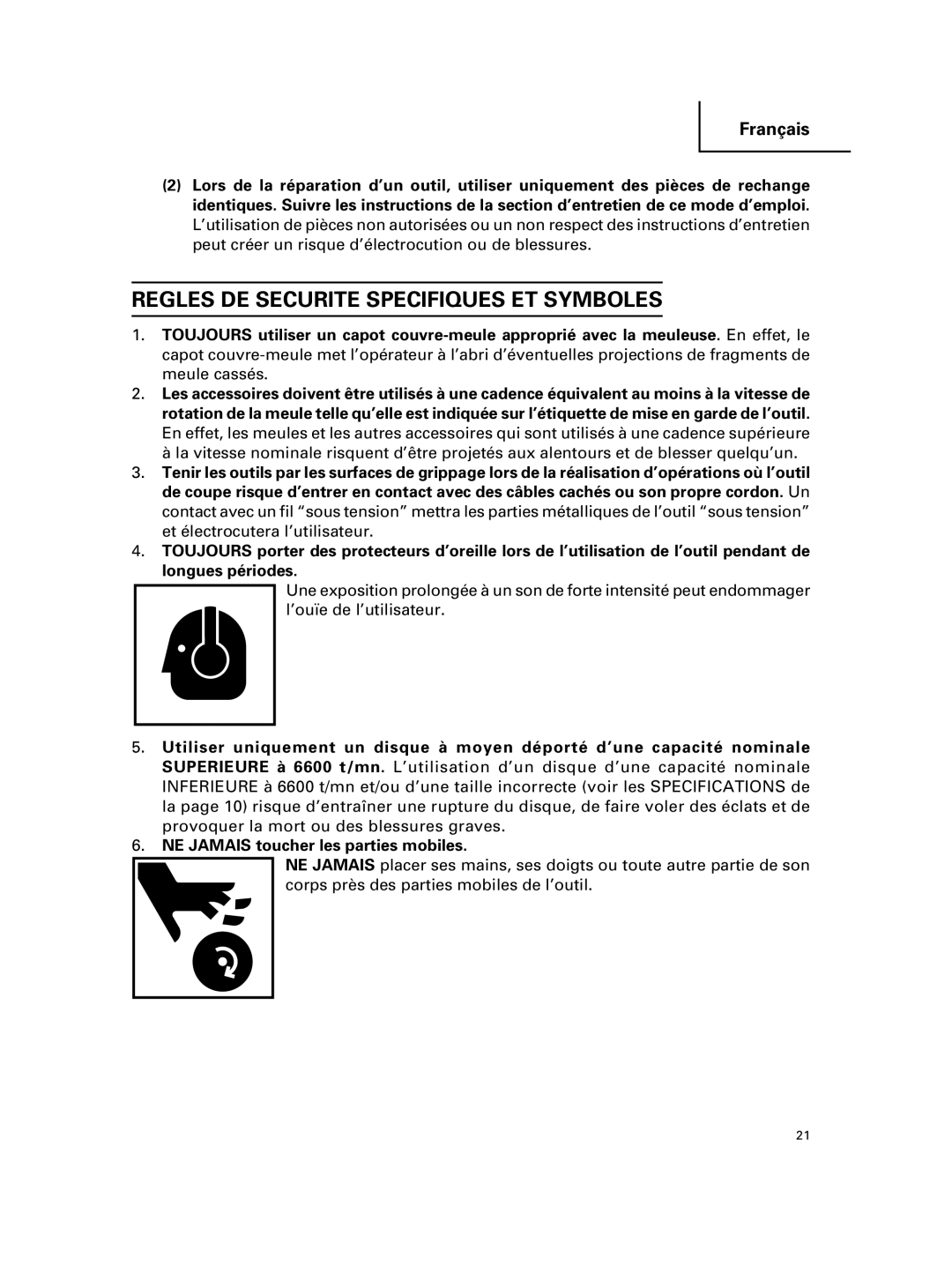 Hitachi G 18MR, G 23MR instruction manual Regles DE Securite Specifiques ET Symboles 