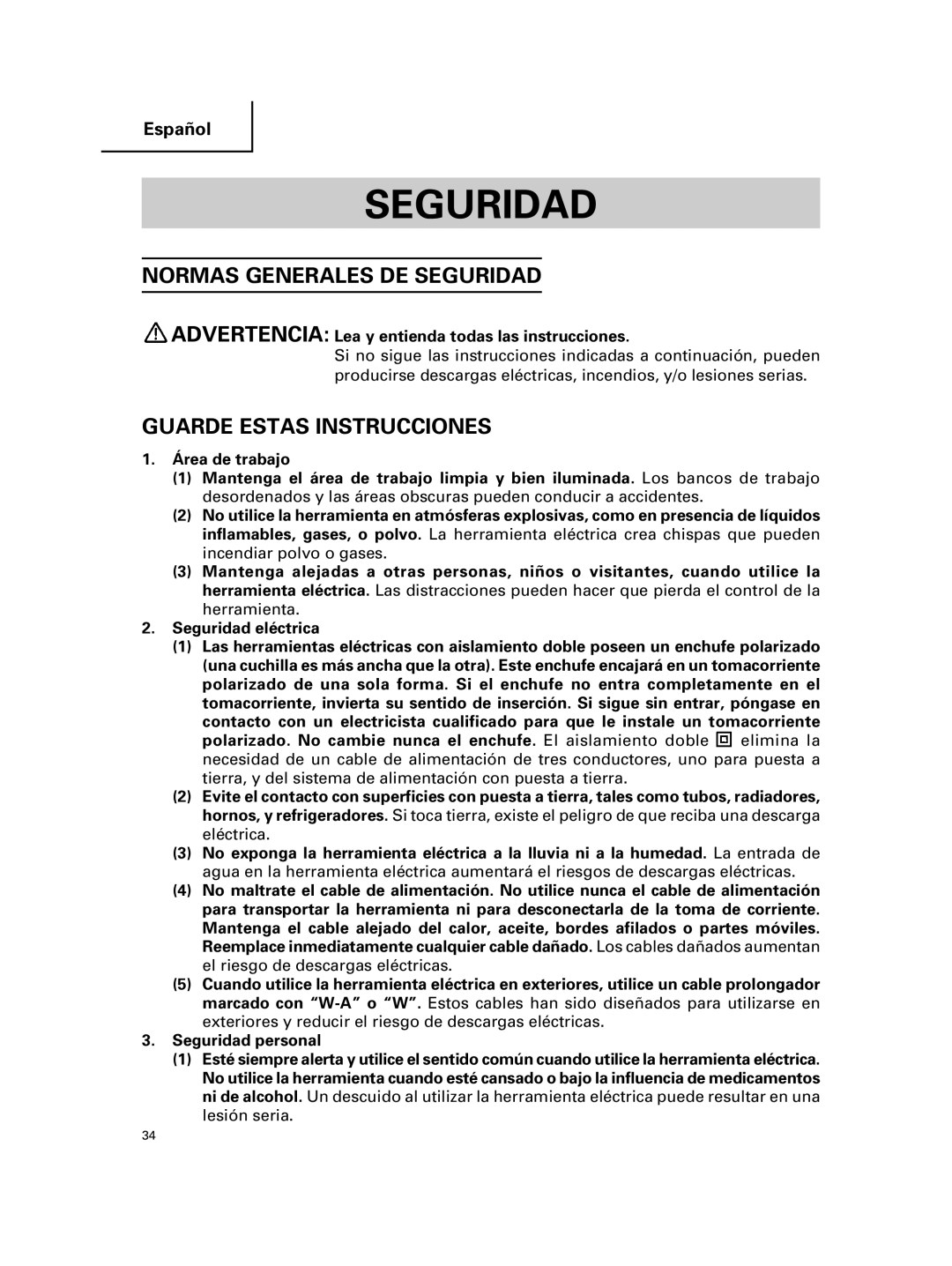 Hitachi G 23MR, G 18MR instruction manual Normas Generales DE Seguridad, Guarde Estas Instrucciones 