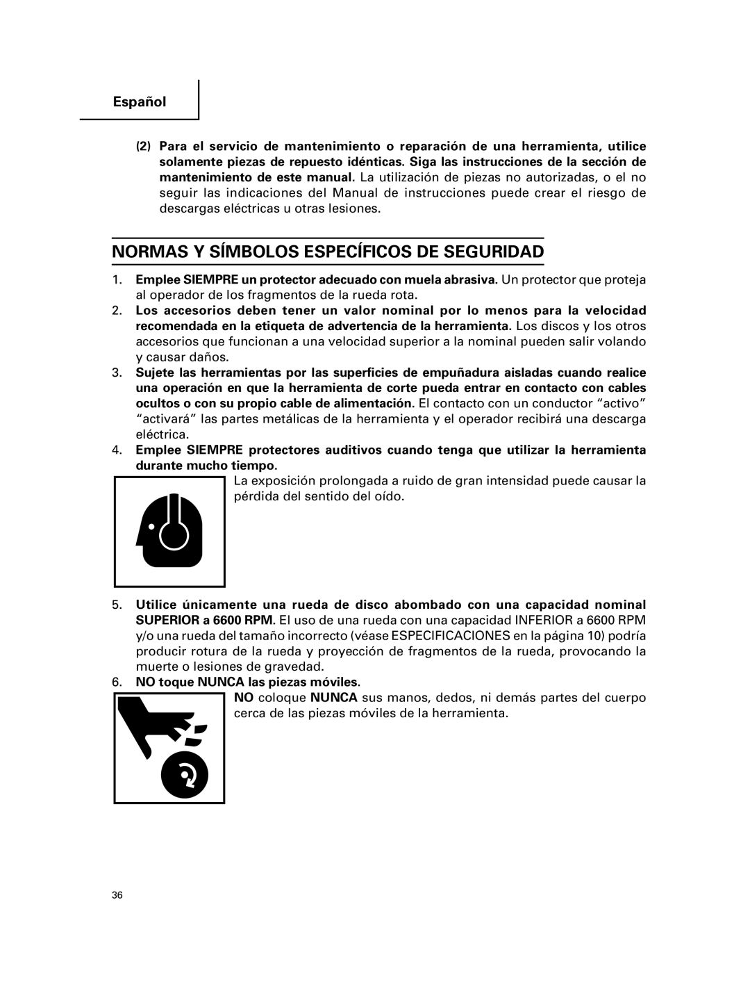 Hitachi G 23MR, G 18MR instruction manual Normas Y Símbolos Específicos DE Seguridad 