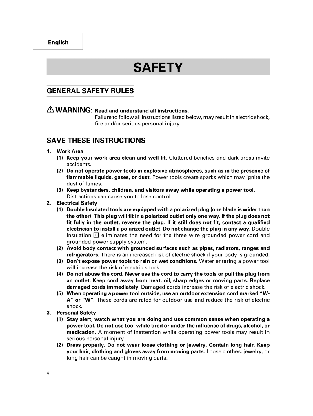 Hitachi G 23MR, G 18MR instruction manual General Safety Rules 