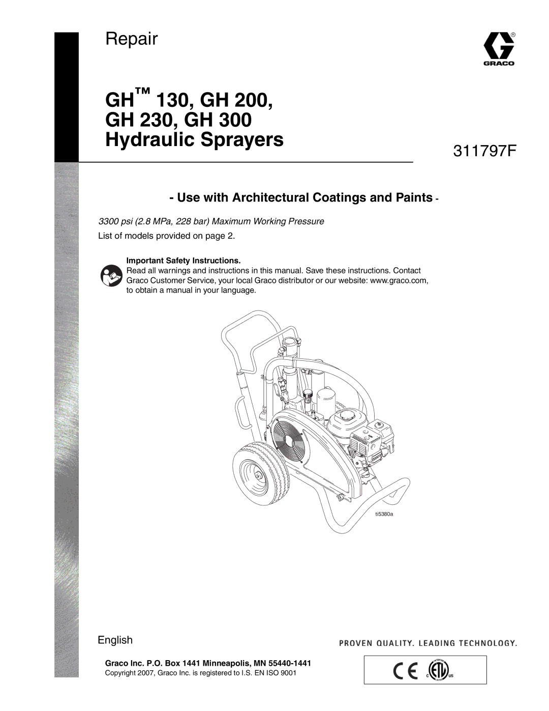 Hitachi GH 300 important safety instructions GH 130, GH GH 230, GH Hydraulic Sprayers 