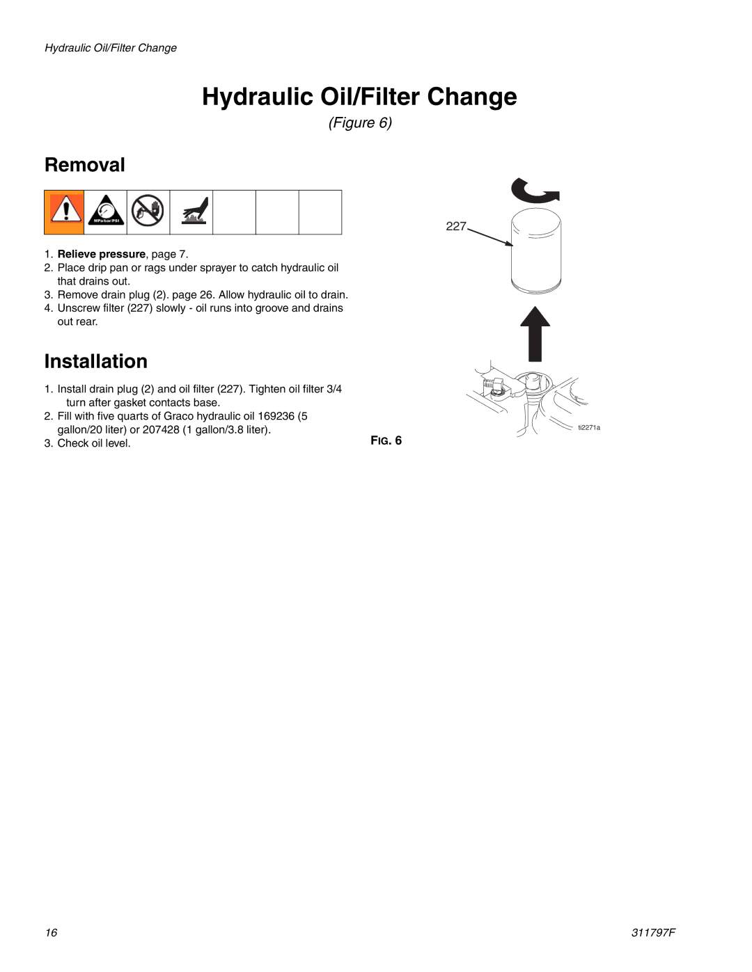 Hitachi GH 300 important safety instructions Hydraulic Oil/Filter Change, Removal 