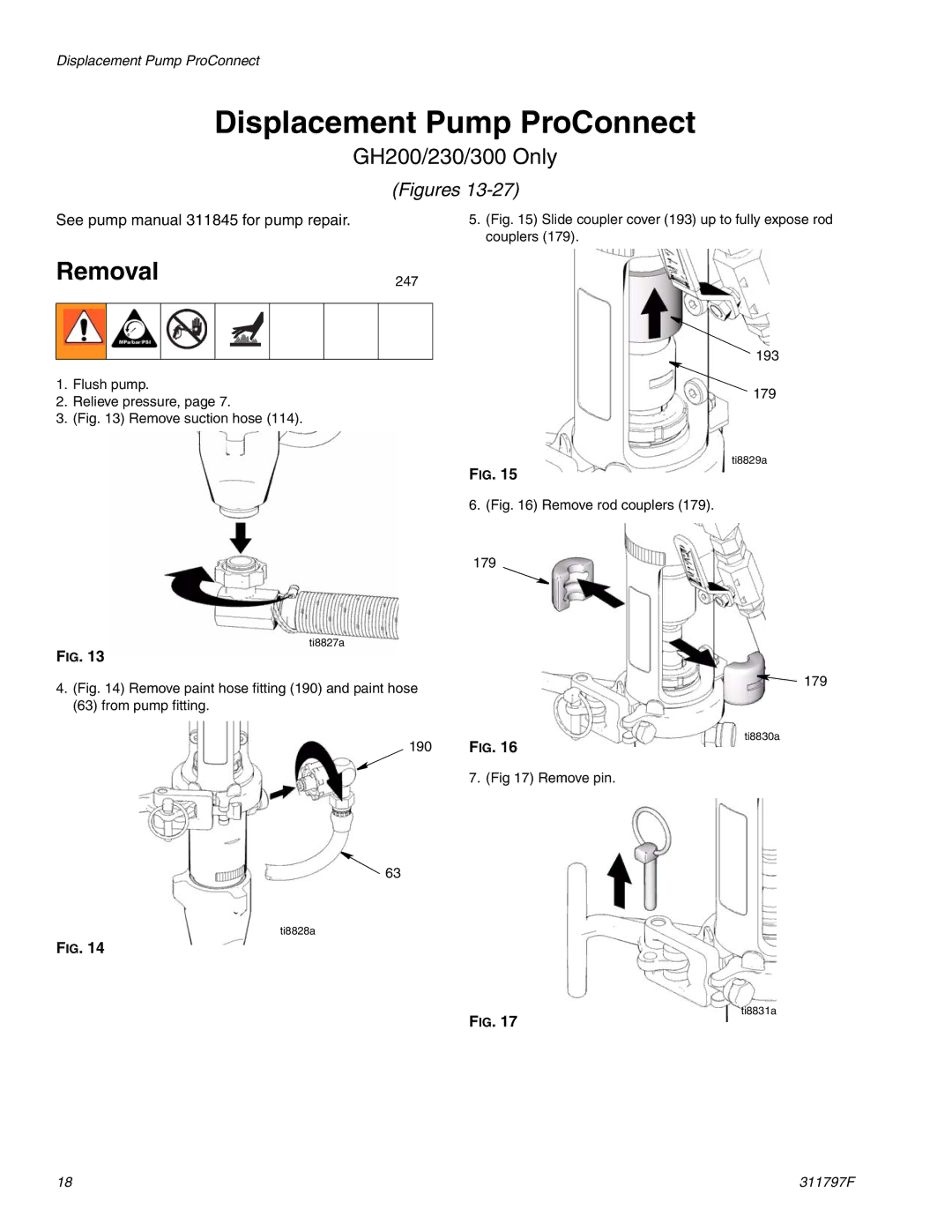 Hitachi GH 300 important safety instructions Displacement Pump ProConnect, 190 FIG 