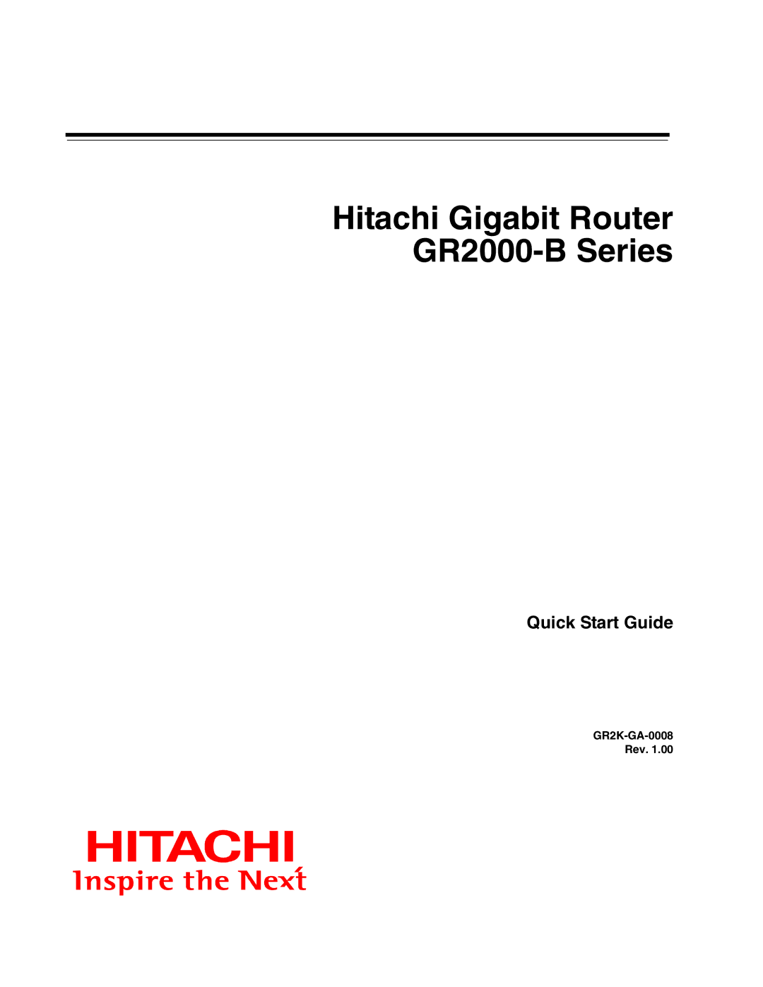 Hitachi quick start Hitachi Gigabit Router GR2000-B Series 