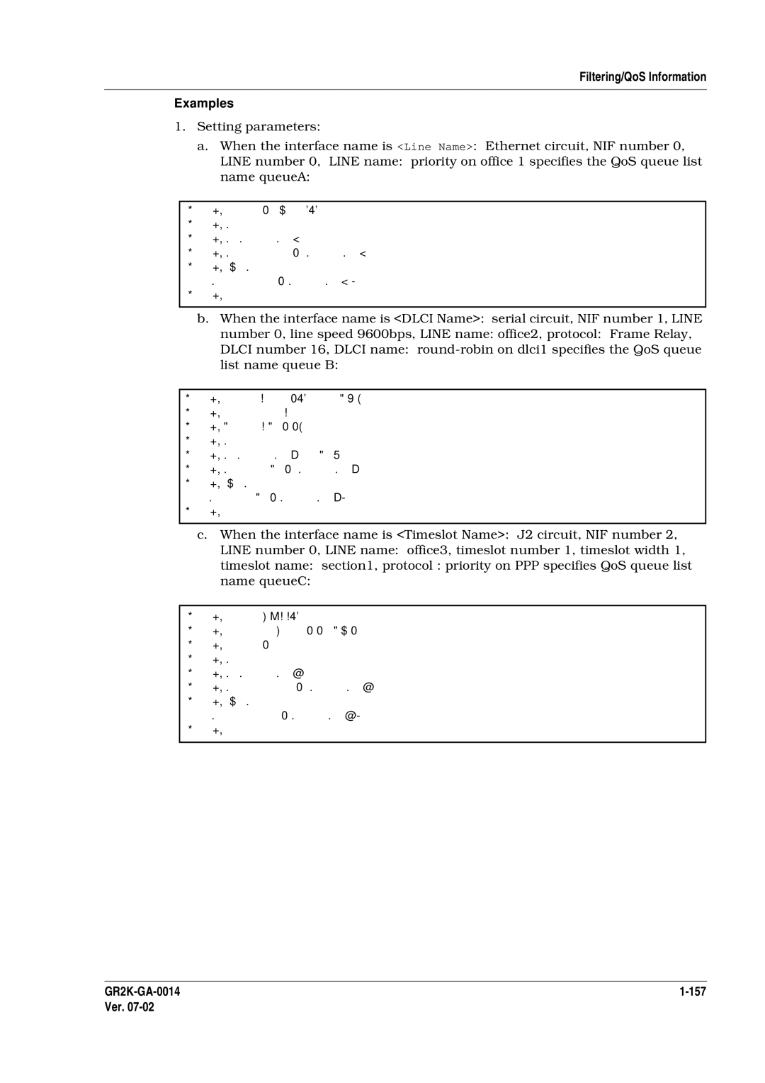 Hitachi GR2000 Series manual Filtering/QoS Information Examples, List When t 