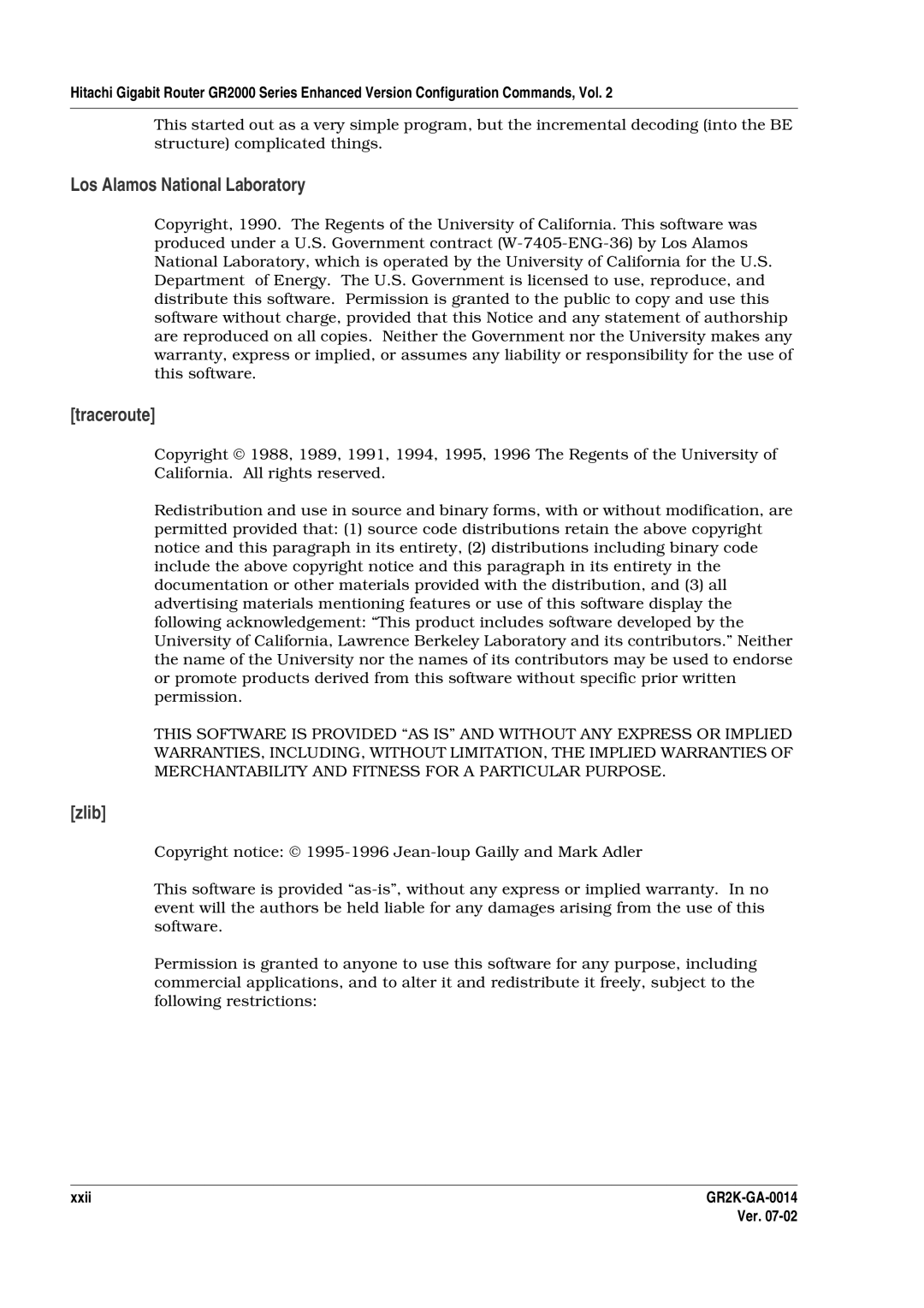 Hitachi GR2000 Series manual Los Alamos National Laboratory, Xxii 