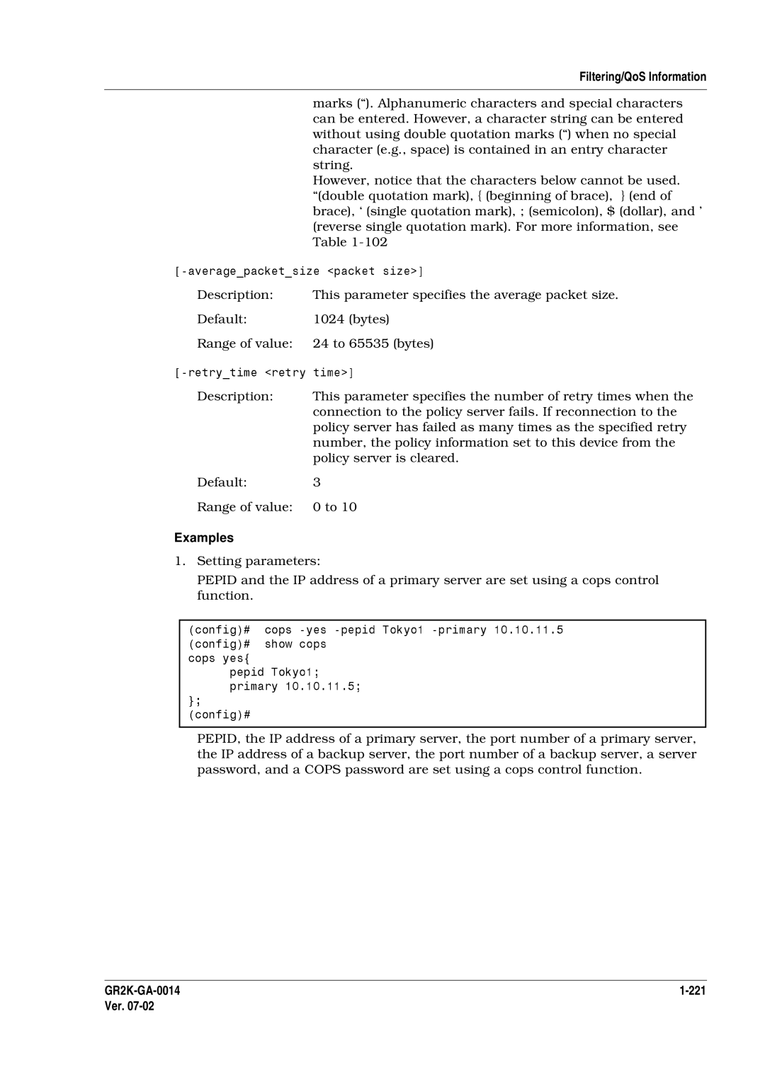 Hitachi GR2000 Series manual Default Bytes, Default3 Range of value 0 to, GR2K-GA-0014 221 Ver 