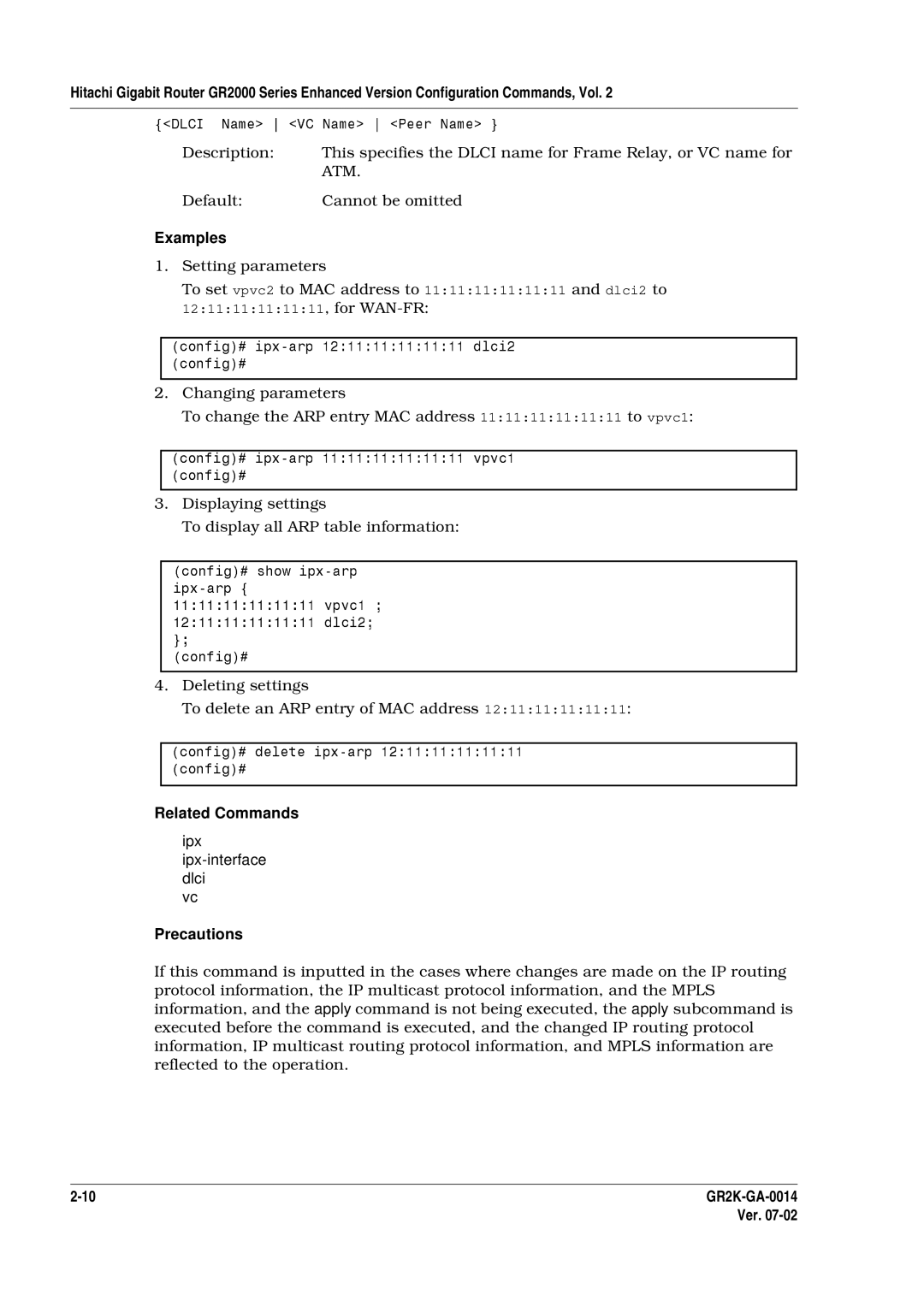 Hitachi GR2000 Series manual Vpvc1 