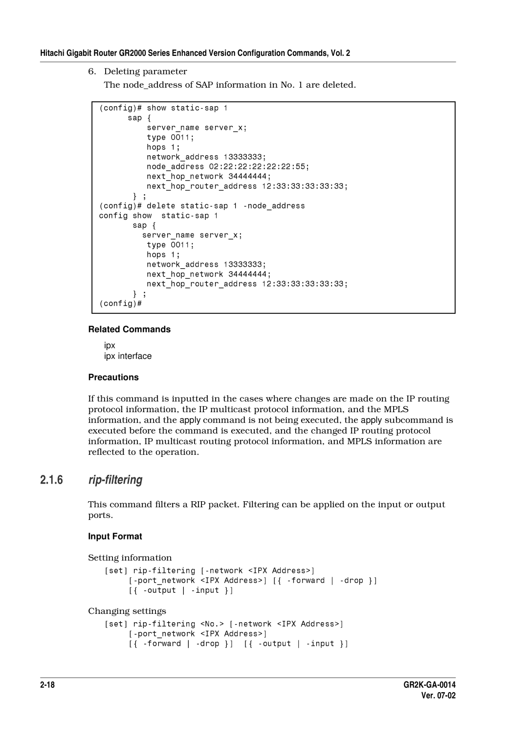 Hitachi GR2000 Series manual Pre aut ons, Outing p otocol information, and Mpls information are, Reflected to the ope ation 