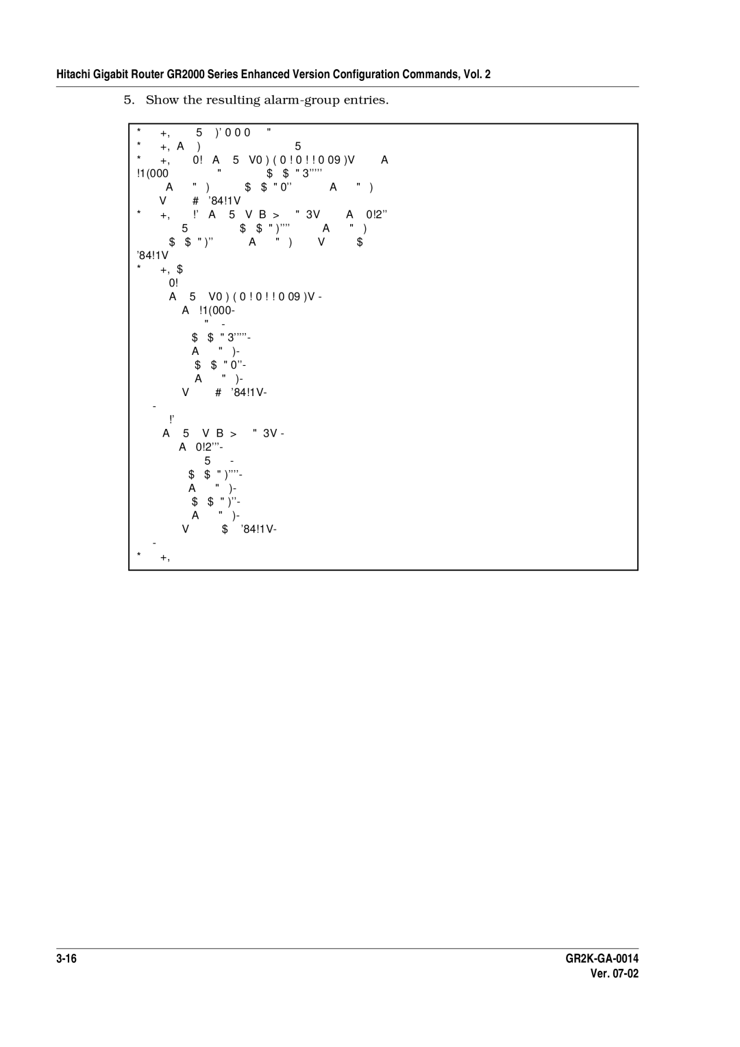 Hitachi GR2000 Series manual Show the resulting alarm-group entries 