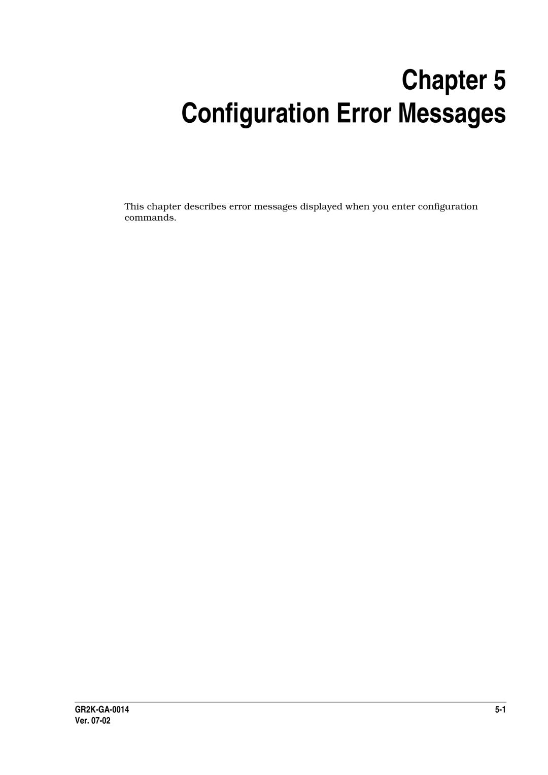 Hitachi GR2000 Series manual Configuration Error Messages 