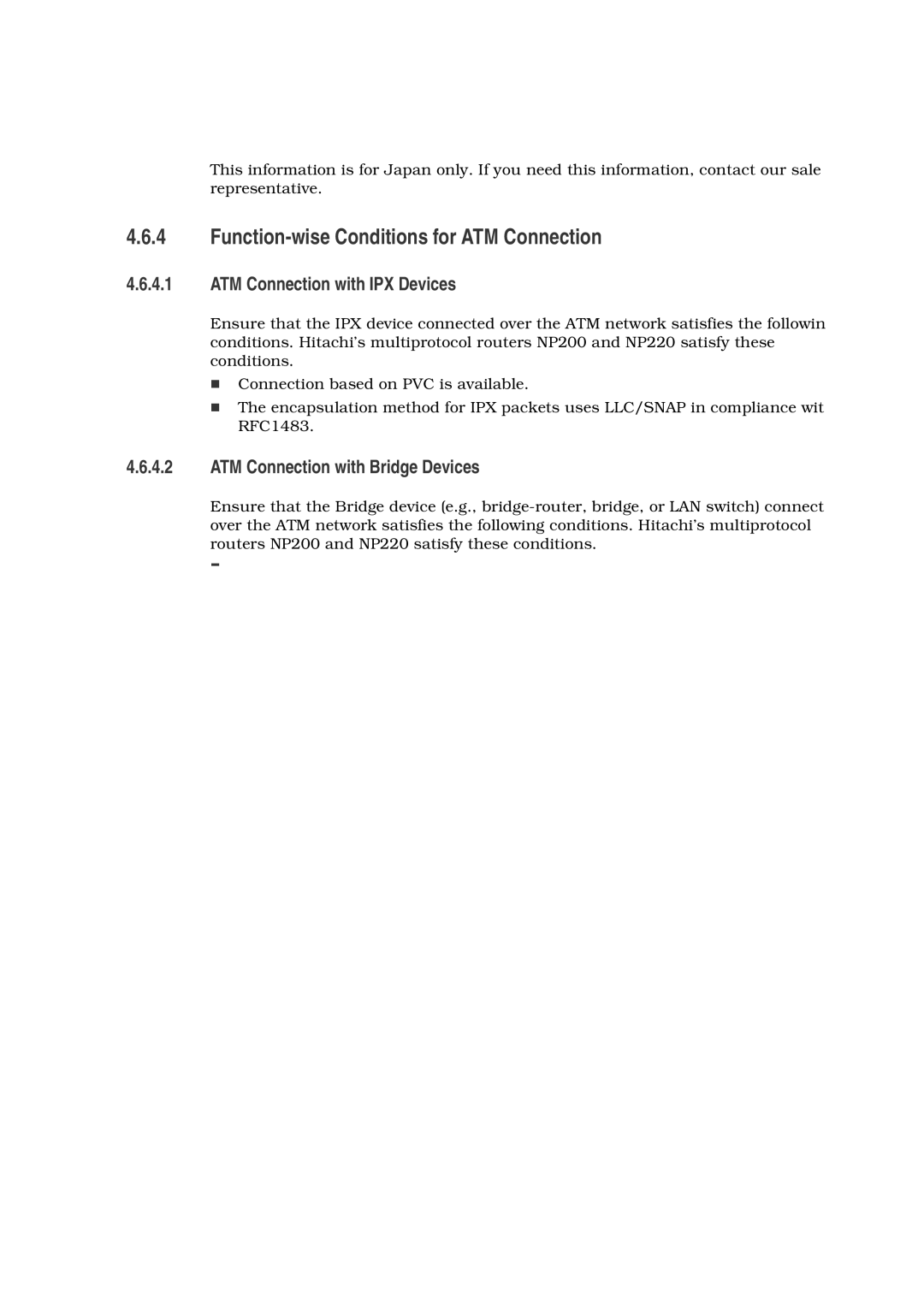 Hitachi GR2000 manual Function-wise Conditions for ATM Connection, ATM Connection with IPX Devices 