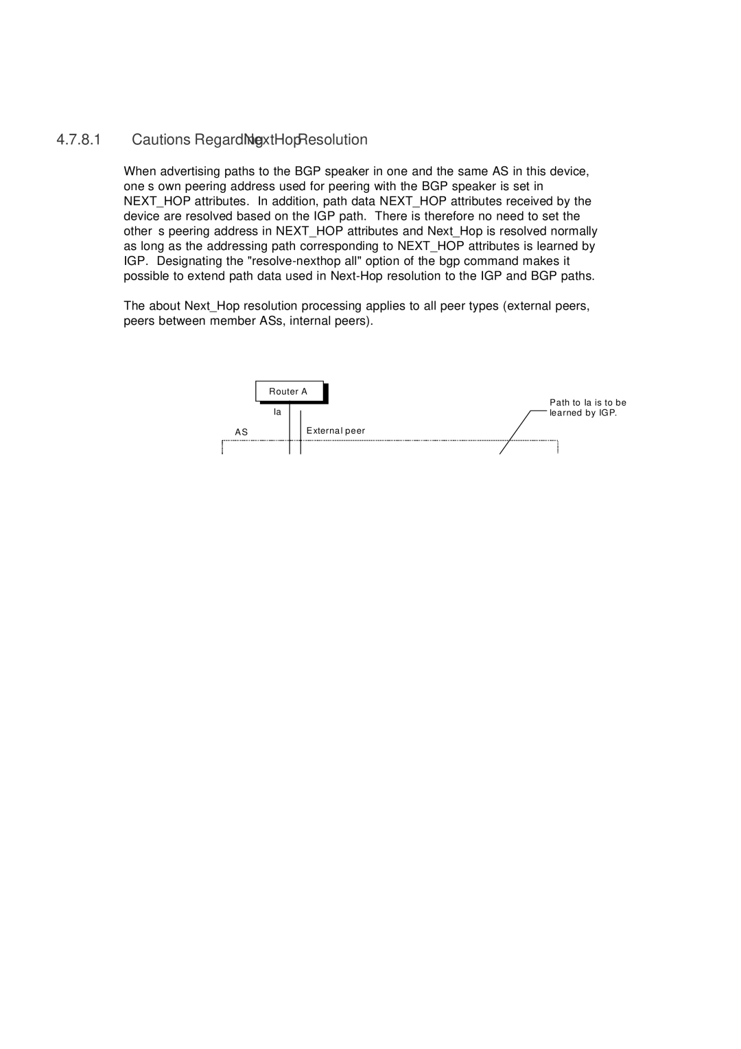 Hitachi GR2000 manual Router a Path to Ia is to be Learned by IG P Xterna l peer 