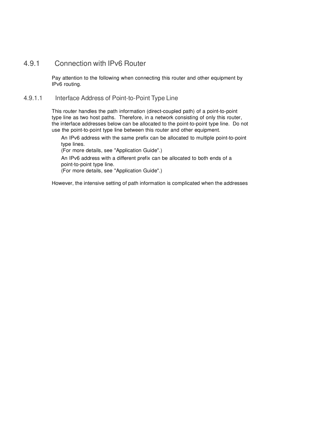 Hitachi GR2000 manual Connection with IPv6 Router, Interface Address of Point-to-Point Type Line 