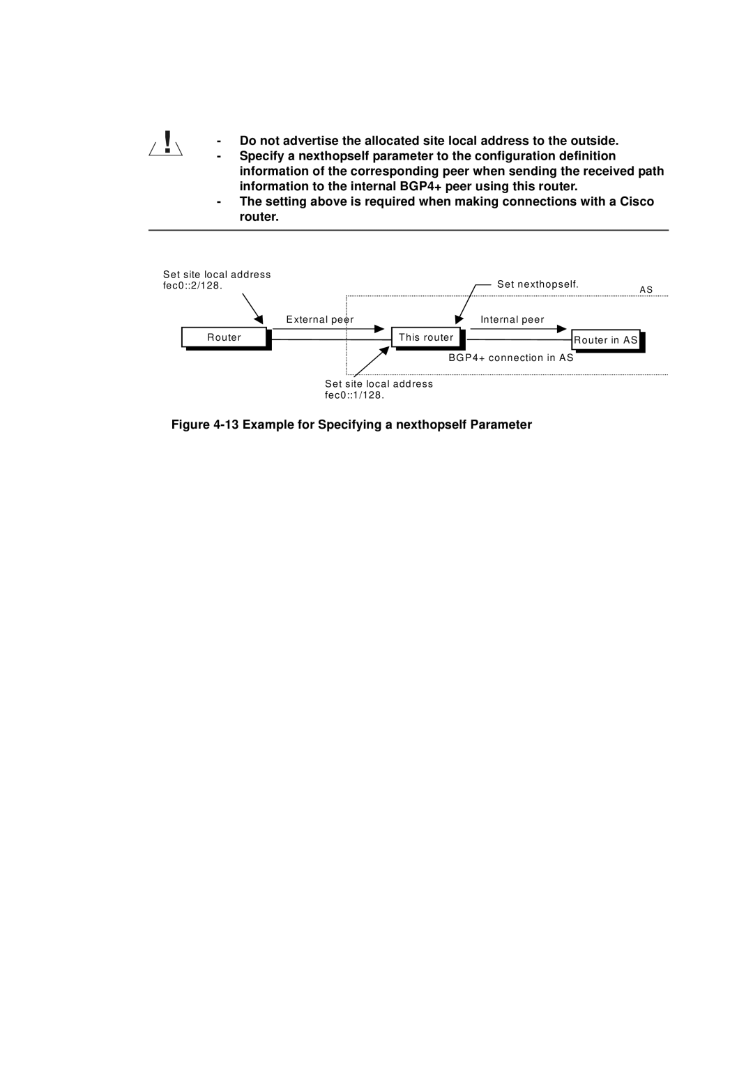 Hitachi GR2000 manual Example for Specifying a nexthopself Parameter 