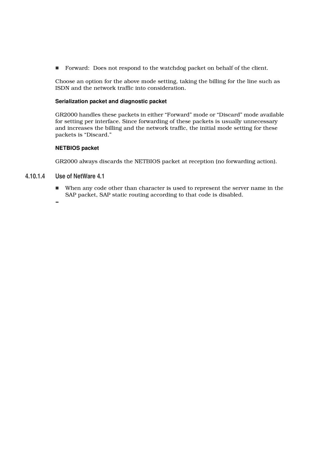 Hitachi GR2000 manual Use of NetWare, Serialization packet and diagnostic packet, Netbios packet 