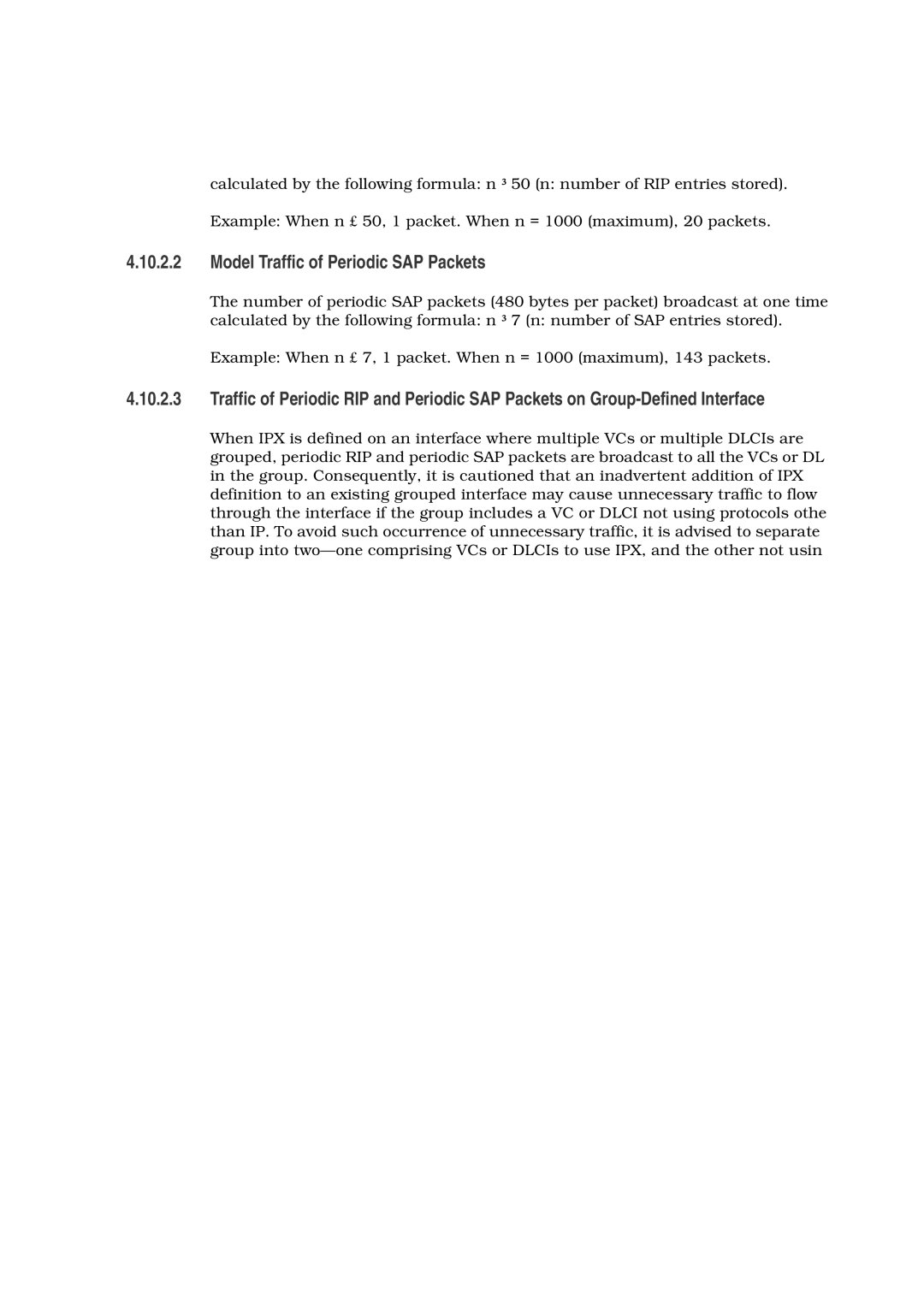 Hitachi GR2000 manual Model Traffic of Periodic SAP Packets 