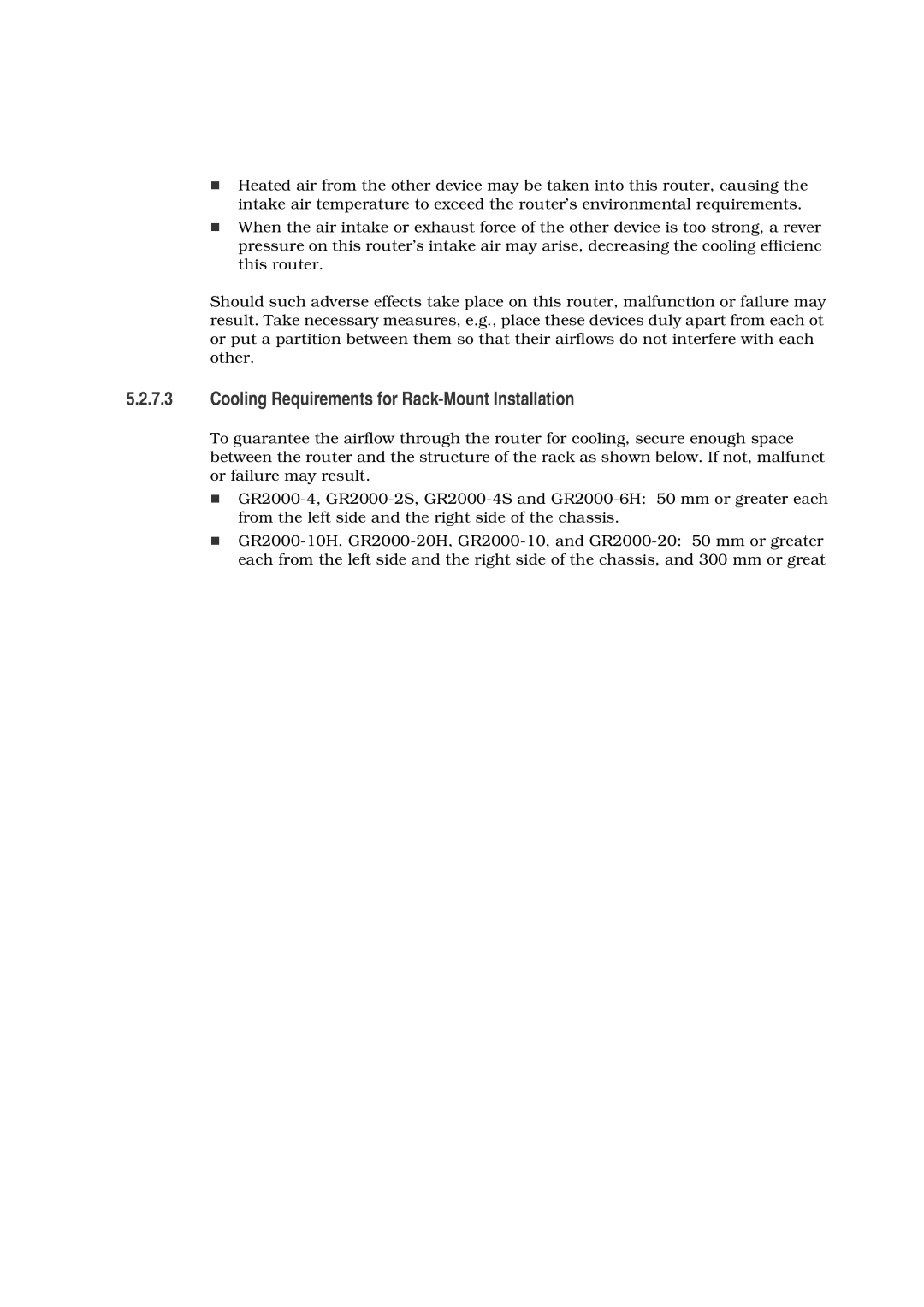 Hitachi GR2000 manual Cooling Requirements for Rack-Mount Installation 