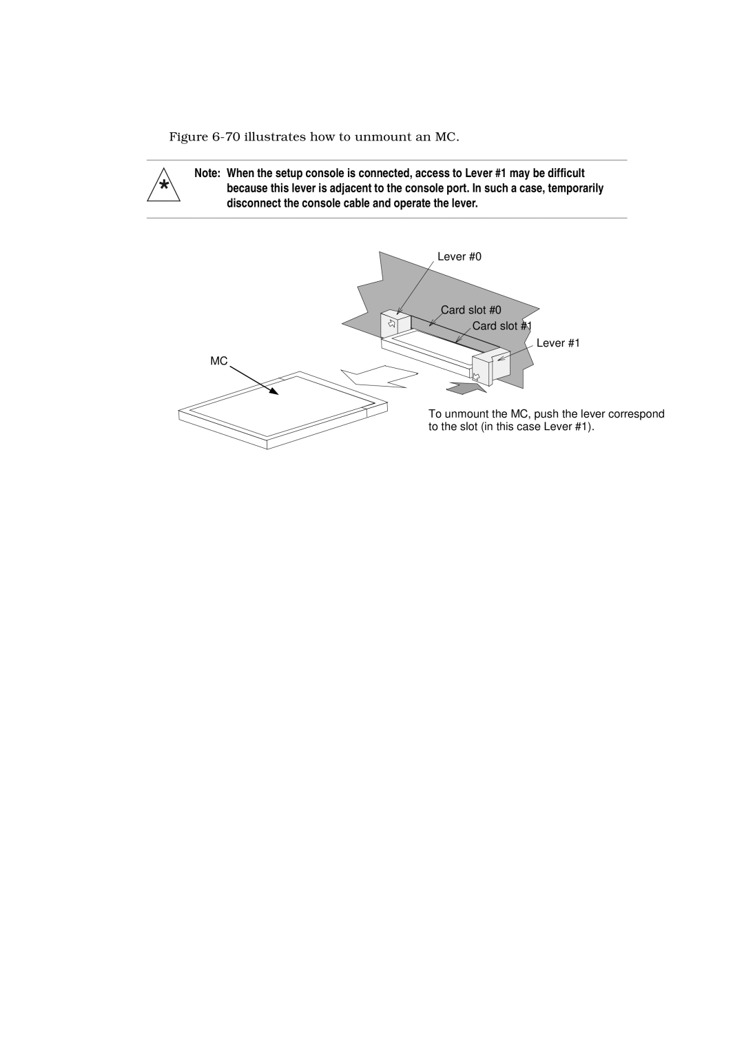 Hitachi GR2000 manual illustrates how to unmount an MC 