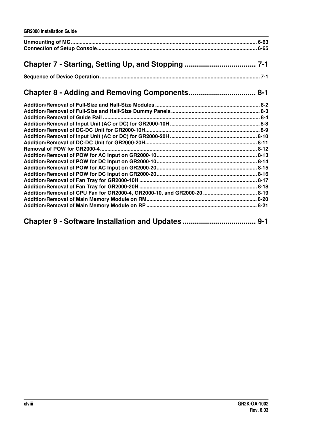 Hitachi GR2000 manual Xlviii, Unmounting of MC Connection of Setup Console, Sequence of Device Operation 