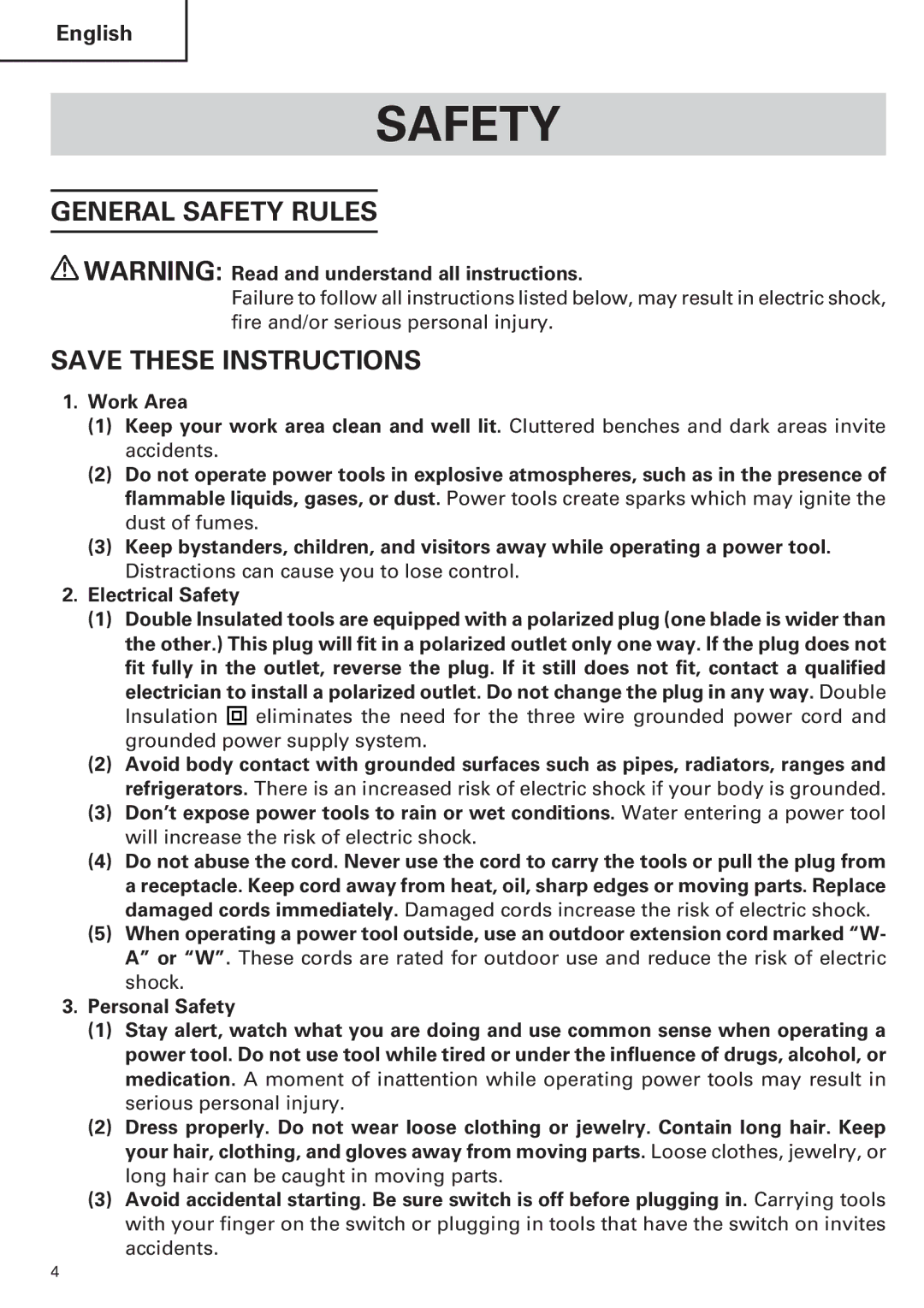 Hitachi H 45MR instruction manual General Safety Rules 