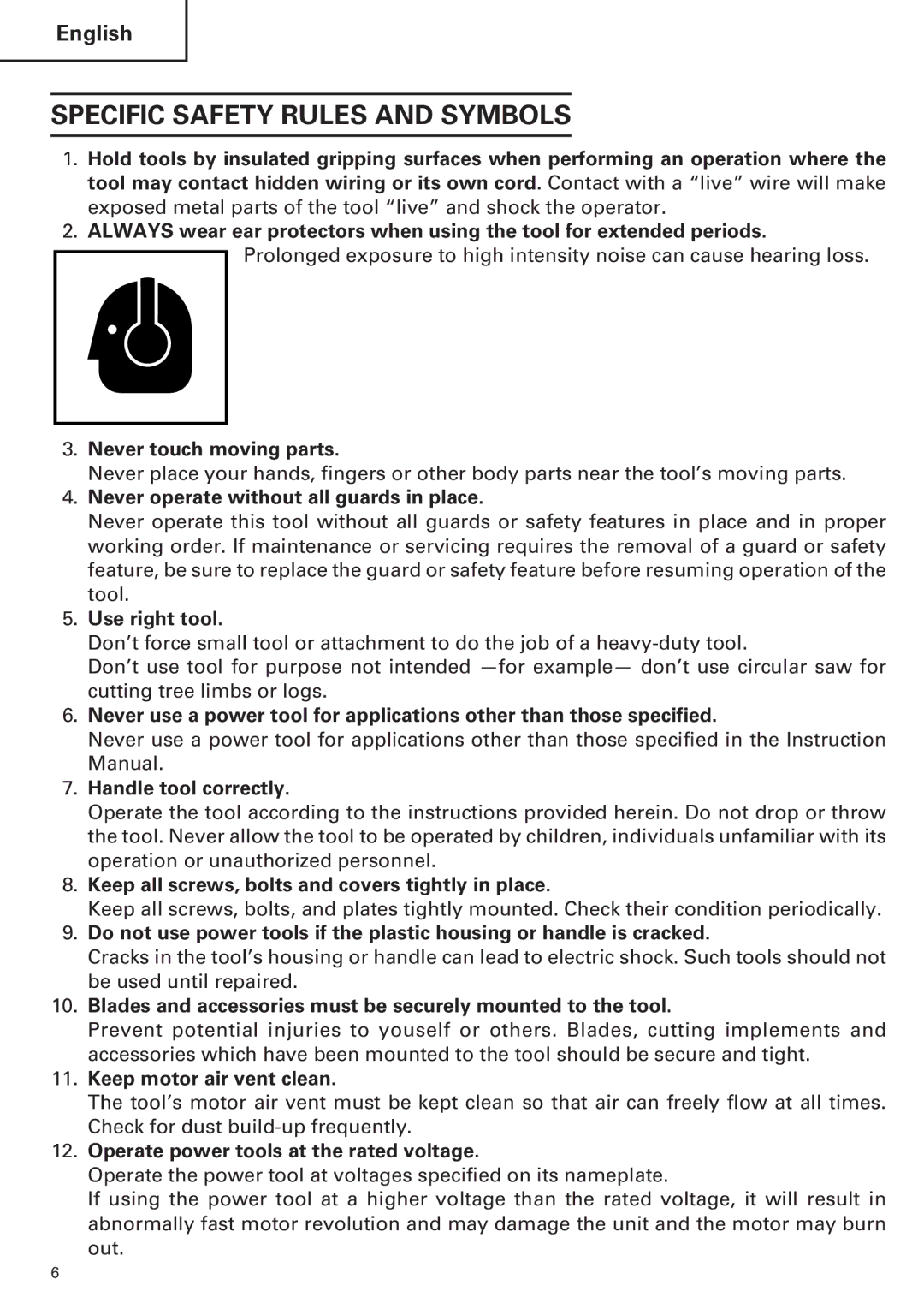 Hitachi H 45MR instruction manual Specific Safety Rules and Symbols 