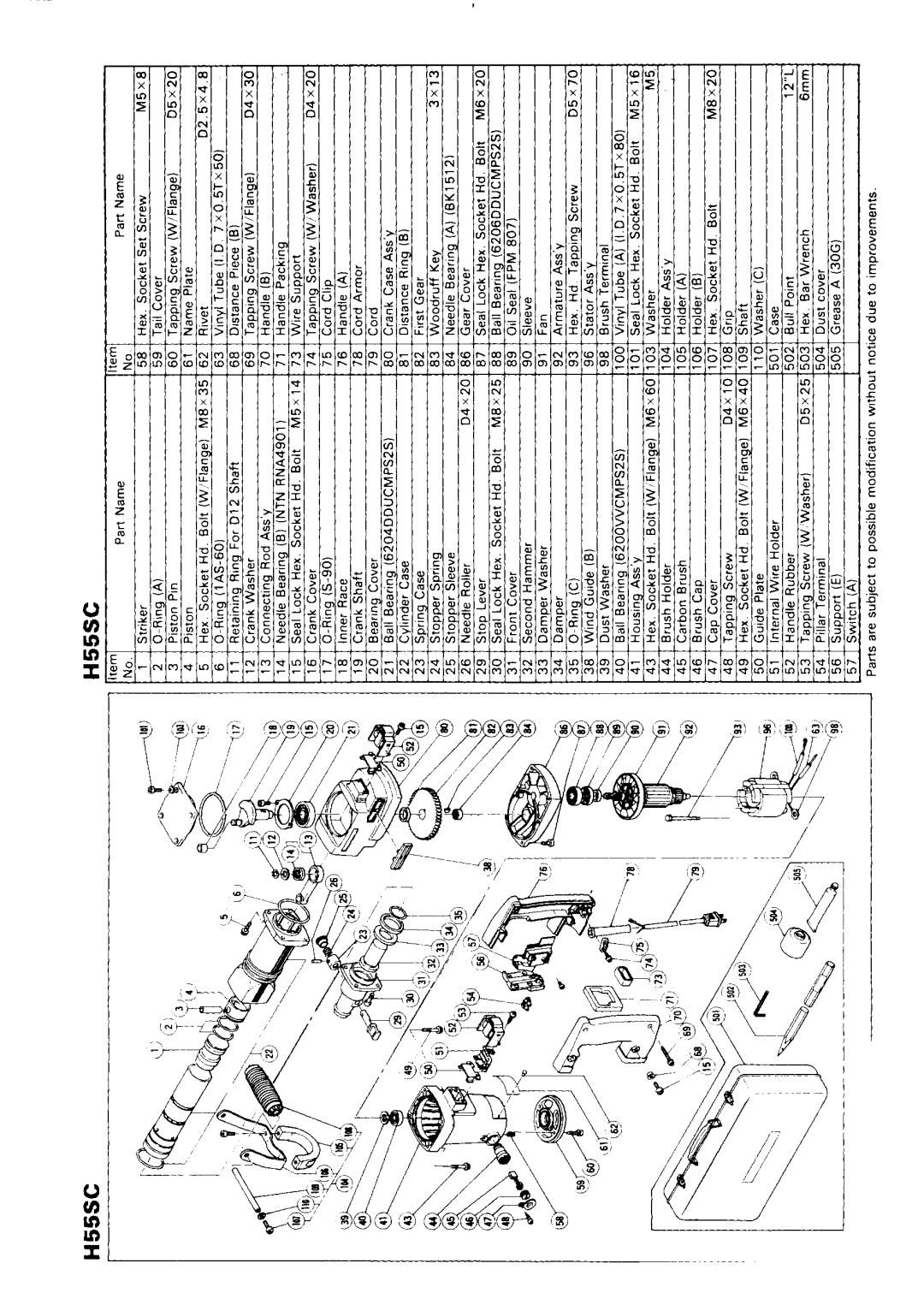 Hitachi H 55SC manual 