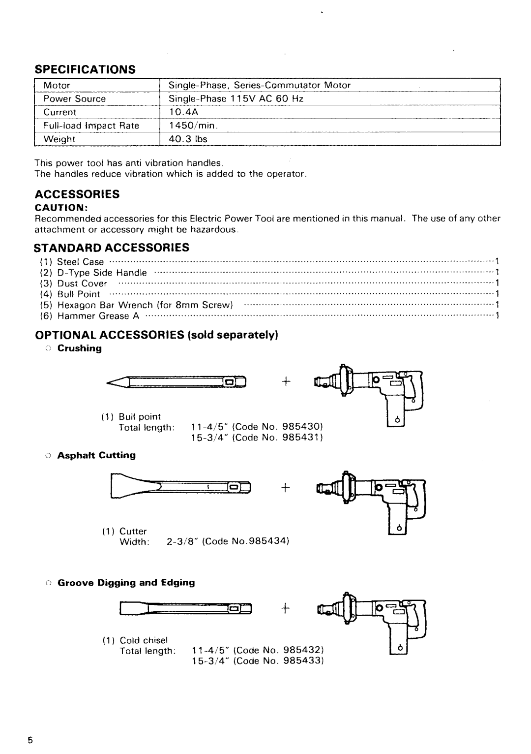 Hitachi H 55SC manual 