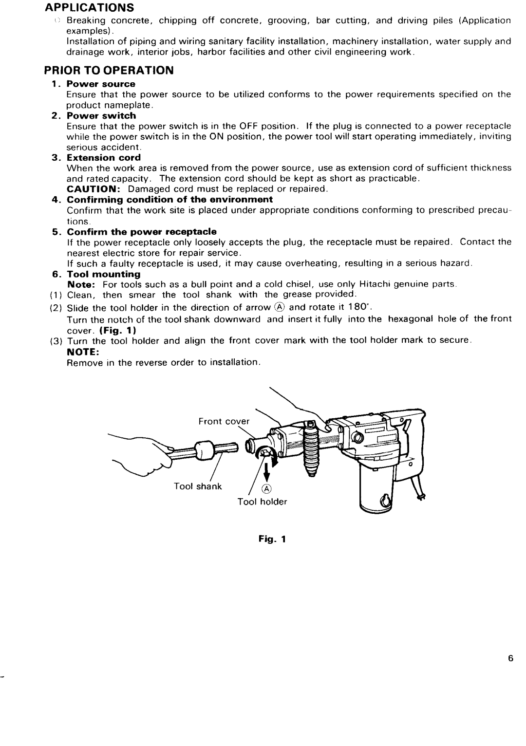 Hitachi H 55SC manual 