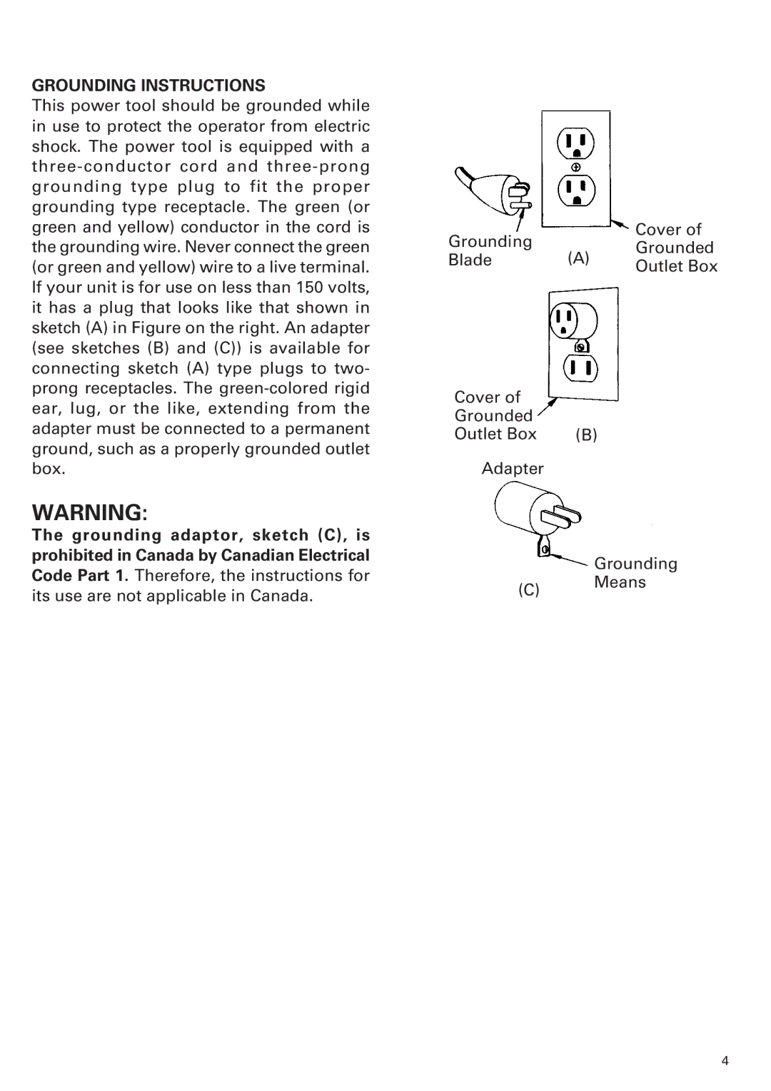 Hitachi H 65 instruction manual Grounding Instructions 