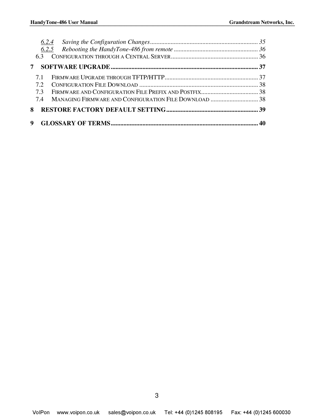 Hitachi HANDYTONE-486 user manual Restore Factory Default Setting Glossary of Terms 