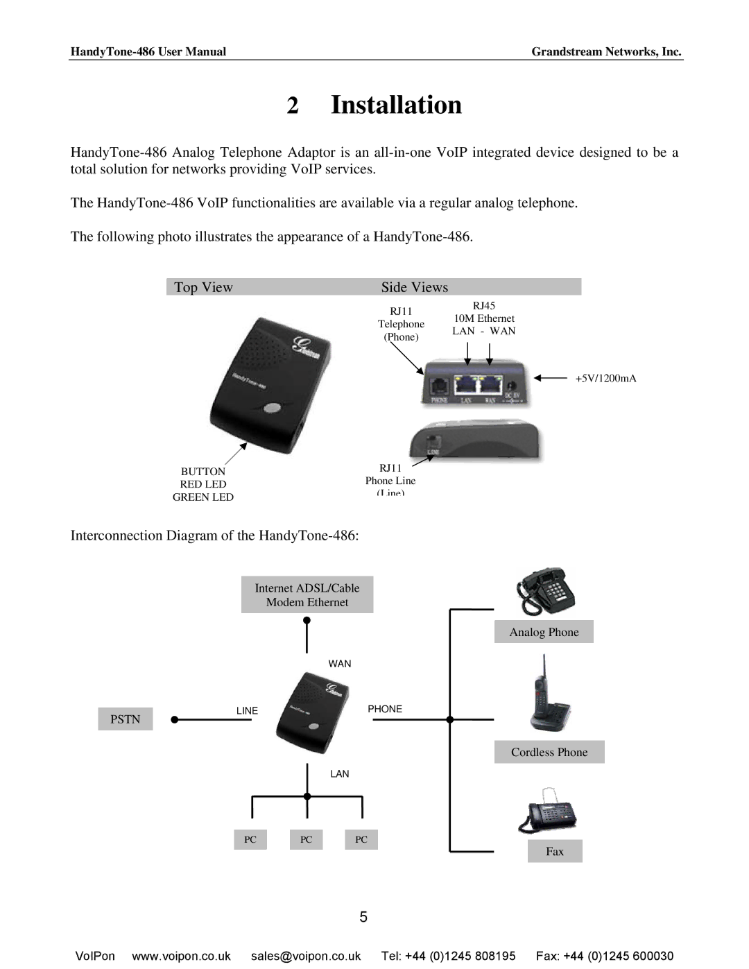 Hitachi HANDYTONE-486 user manual Installation, Interconnection Diagram of the HandyTone-486 