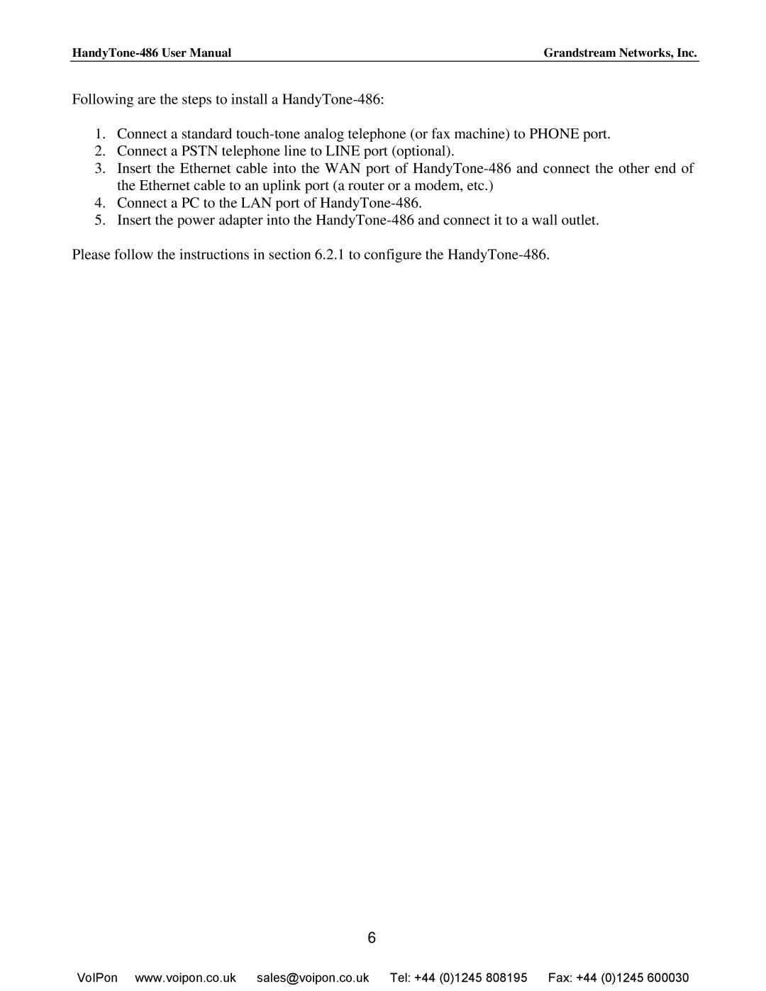 Hitachi HANDYTONE-486 user manual Grandstream Networks, Inc 