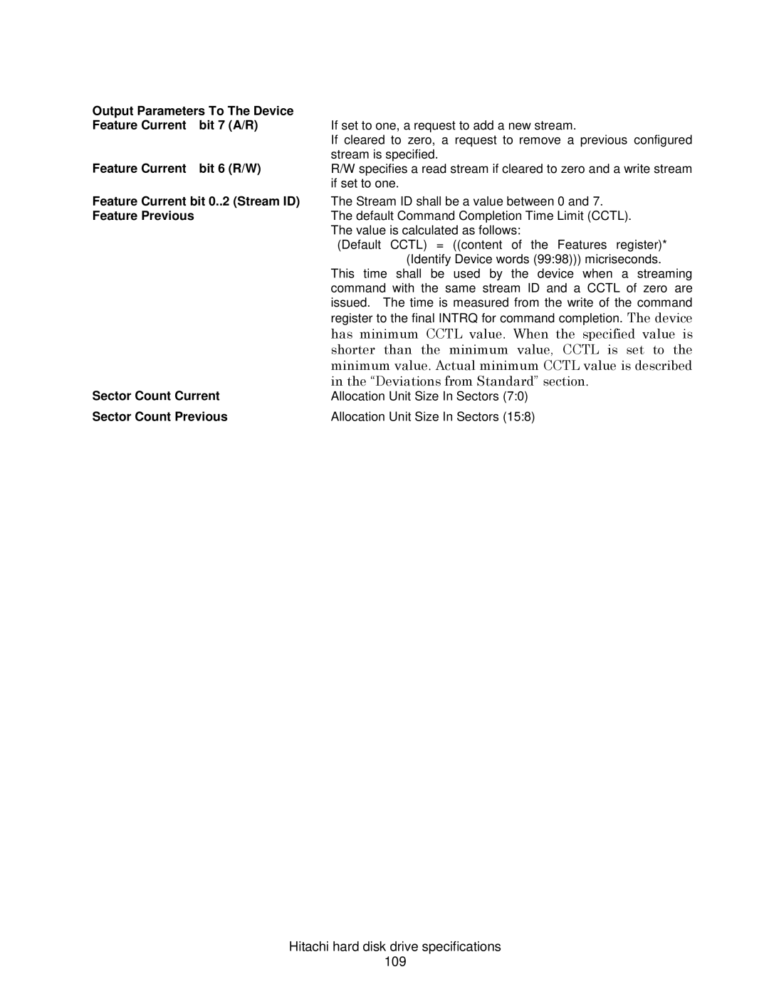 Hitachi HDS721025CLA382, HCS721050CLA382, HCS721032CLA382, HCS721025CLA382 Hitachi hard disk drive specifications 109 