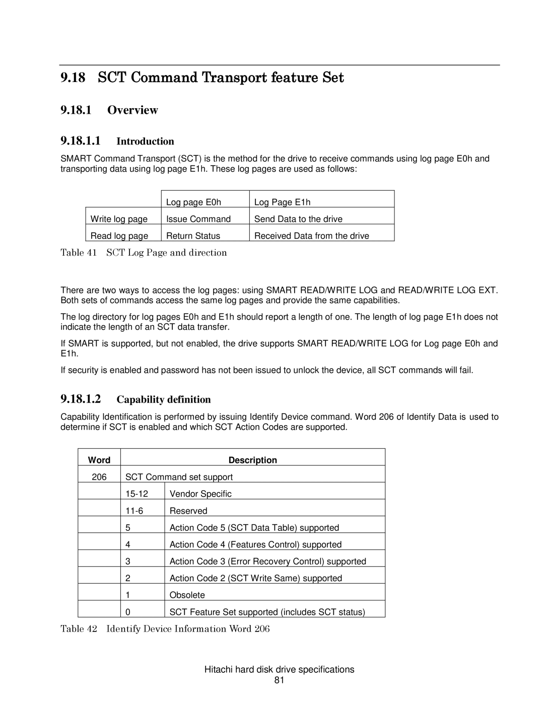 Hitachi HDS721032CLA662, HCS721050CLA382 SCT Command Transport feature Set, Overview, Introduction, Capability definition 