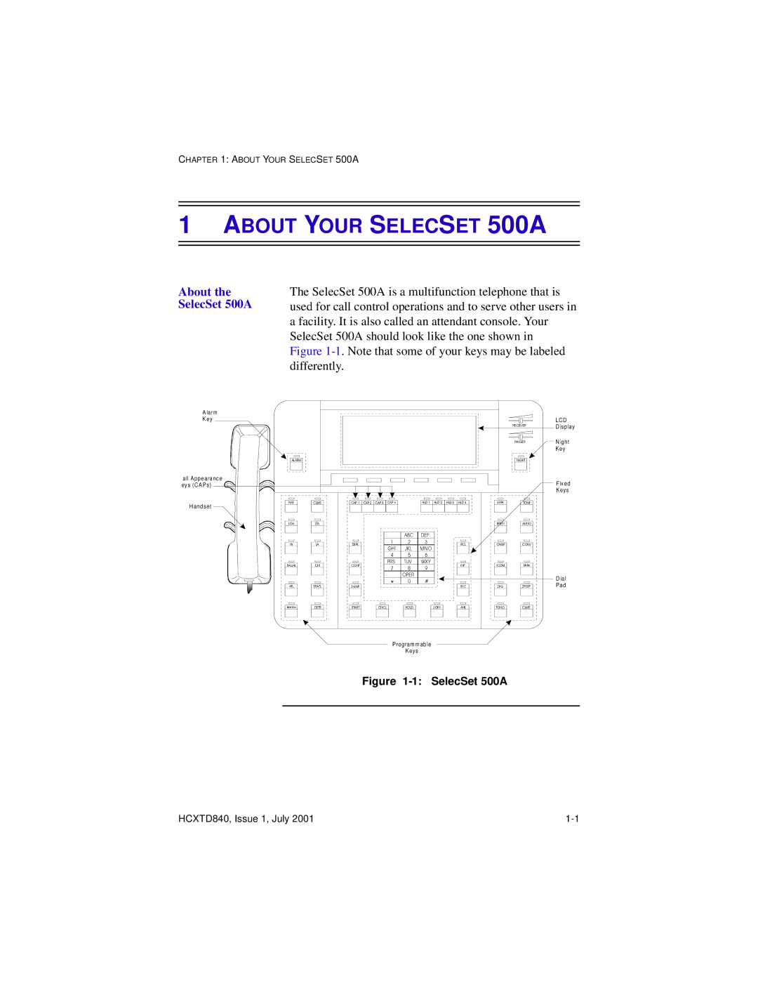 Hitachi HCX5000I manual About Your Selecset 500A, About the SelecSet 500A 