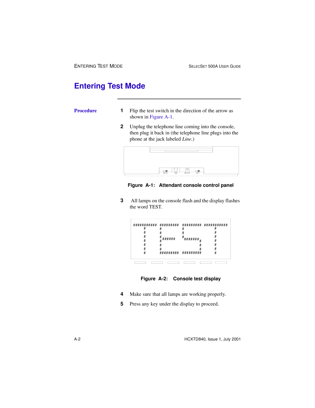 Hitachi HCX5000I manual Entering Test Mode 