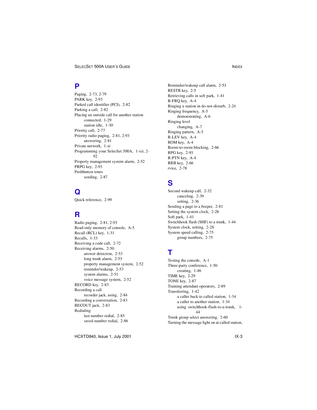 Hitachi HCX5000I manual HCXTD840, Issue 1, July IX-3 