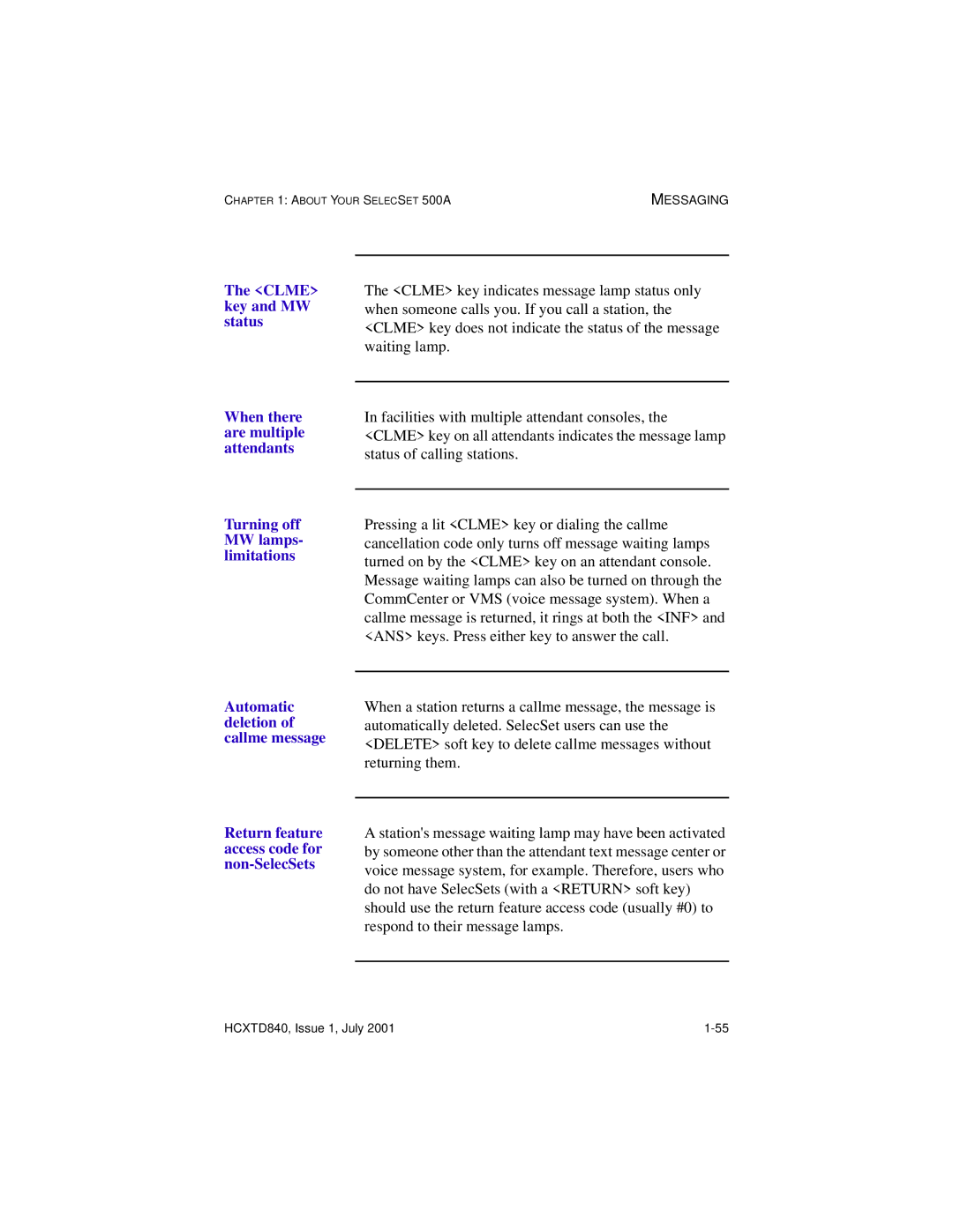 Hitachi HCX5000I manual Messaging 