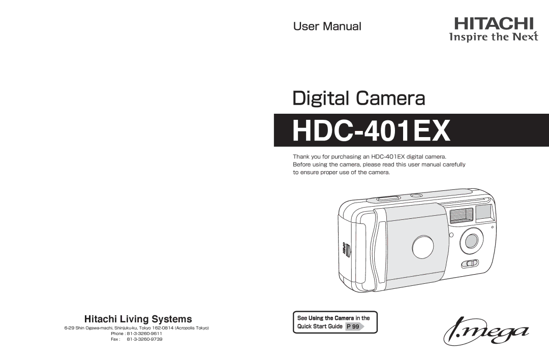 Hitachi hdc-401ex manual HDC-401EX, See Using the Camera Quick Start Guide P 