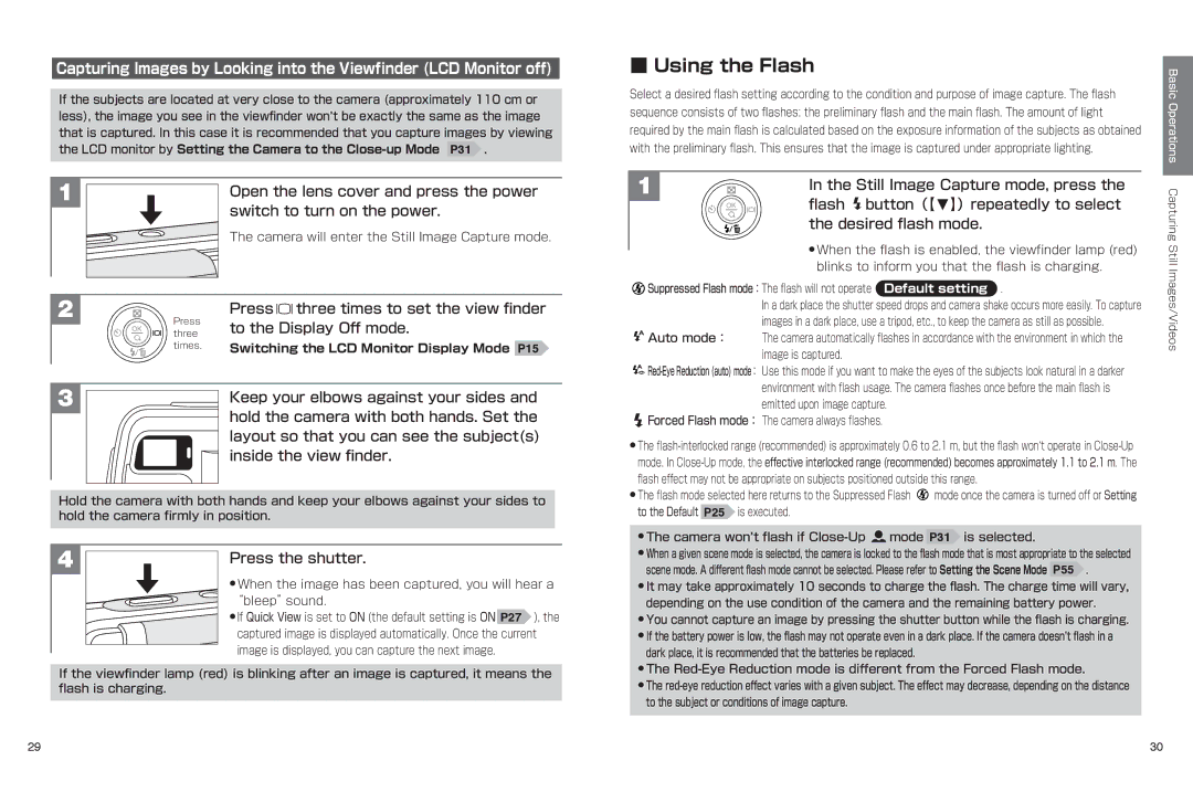 Hitachi hdc-401ex manual Using the Flash 