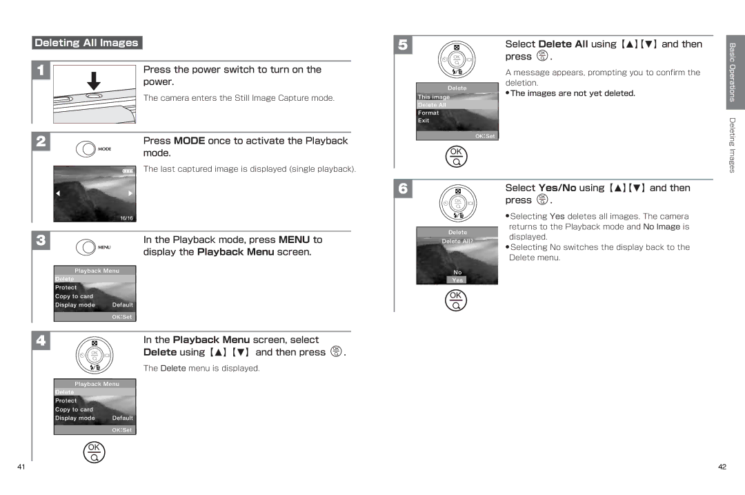 Hitachi hdc-401ex manual Deleting All Images 