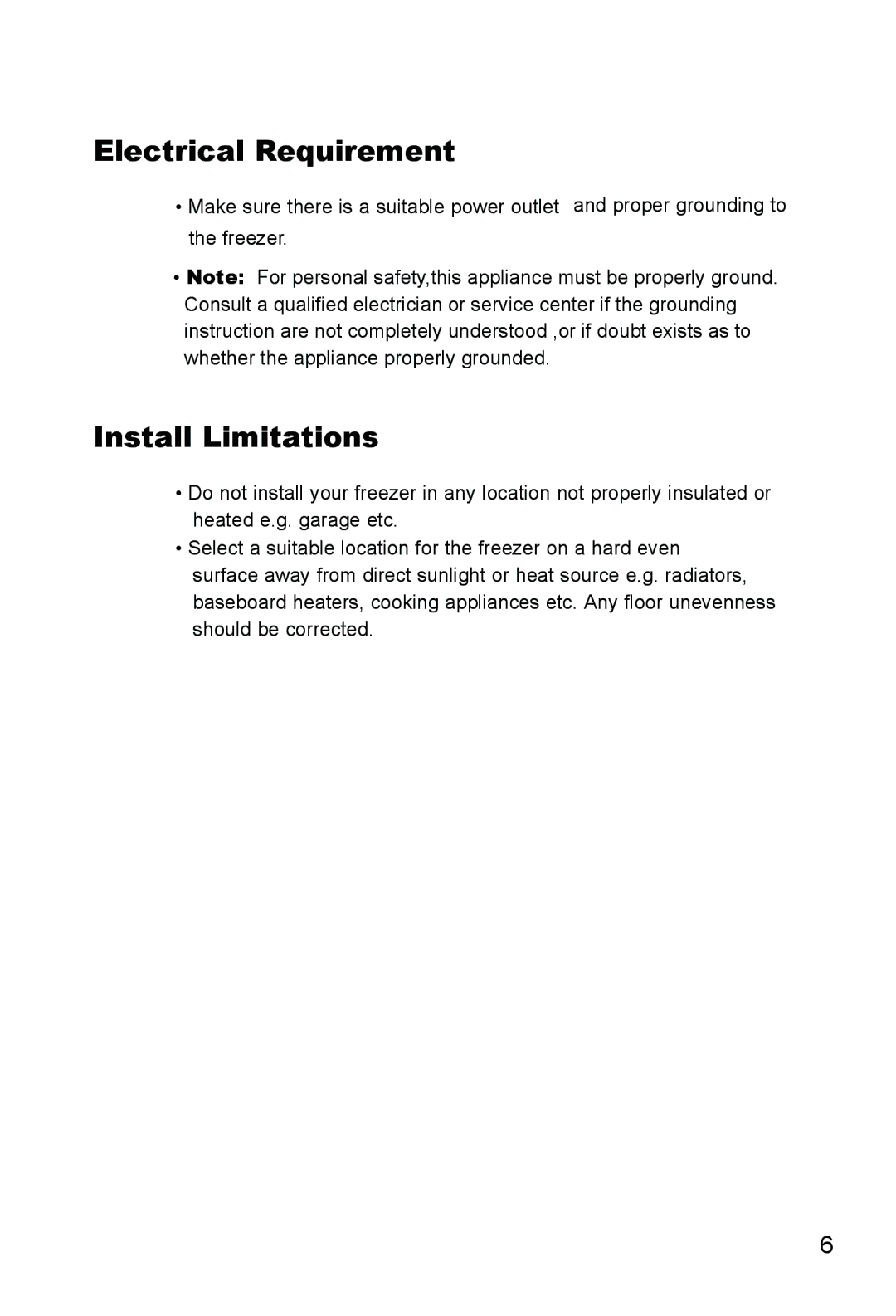 Hitachi HDF-385H manual Electrical Requirement, Install Limitations 