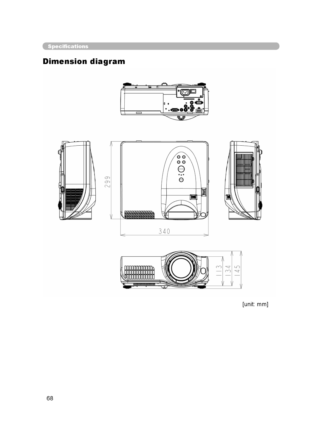 Hitachi HDPJ52 user manual Dimension diagram, Unit mm 